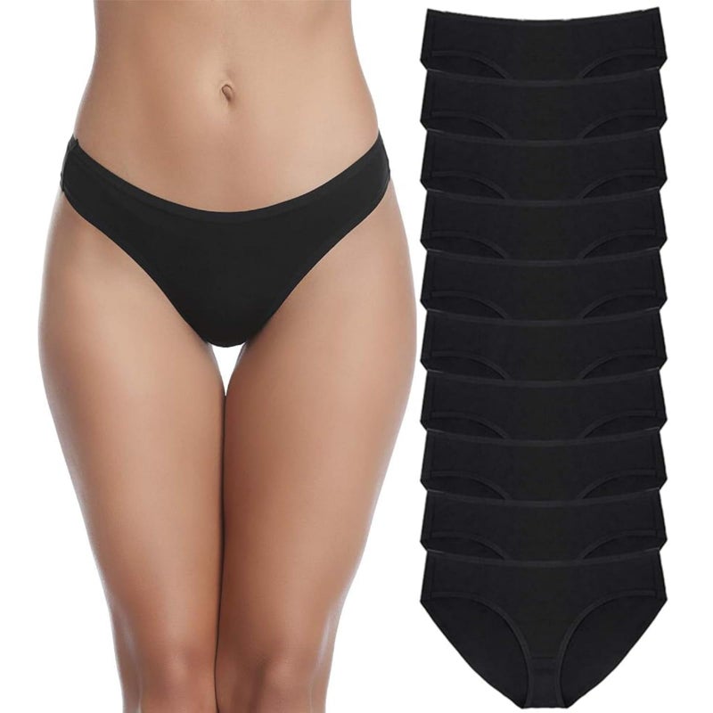 SIMIYA 10-Pack Women's Low Rise Briefs, Hipster Panties Stretch Bikini Underwear Black X-Large - Image 1